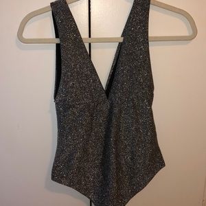 Zara sparkly deep v bodysuit